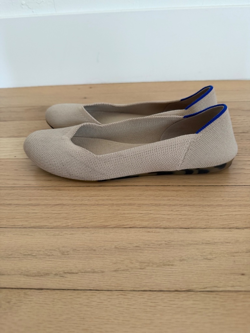 Rothy's Beige Flats with Blue Trim - Picture 2 of 5
